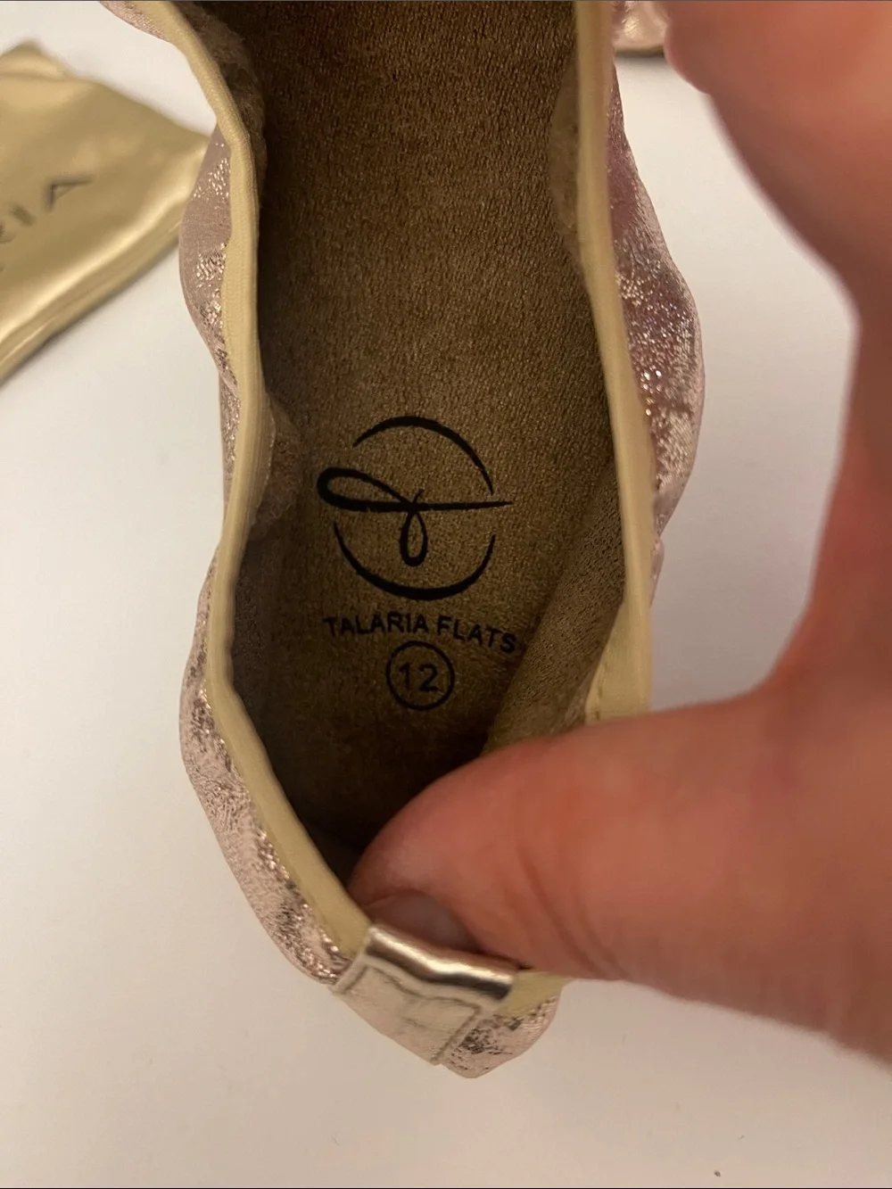 Talaria - Women’s Metallic Gold Foldable Ballet Flats Size 12